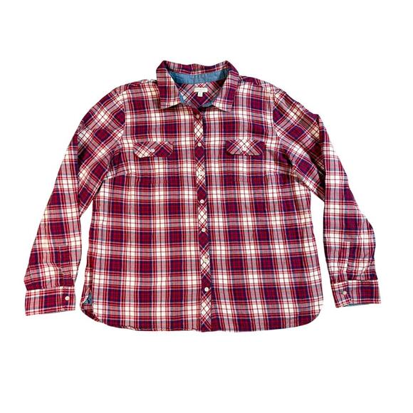 Talbots Tops - Talbots Classic Cotton Button Down Shirt - Shimmer Plaid - Long Sleeve